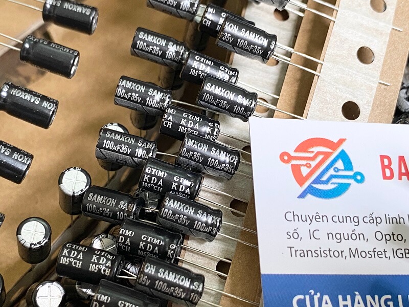 Tụ hóa SAMXON 100uF 35V kích thước 6.3x11mm 1 100uf 35V Samxon 6.3x11mm