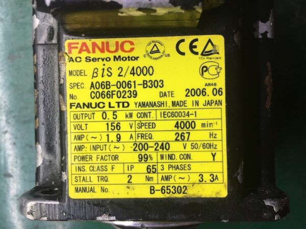 A06B-0061-B303 Servo motor Fanuc βiS 2/4000 tháo máy có phanh - Ảnh 2