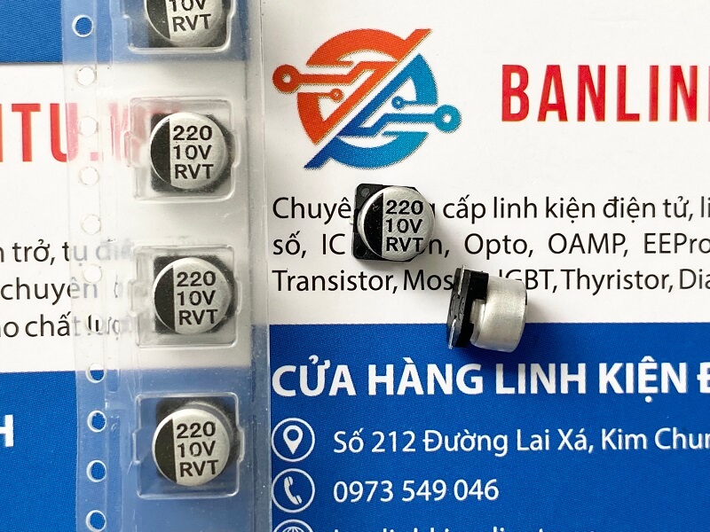 Tụ nhôm 220uF 10V kích thước 6.3x5.4mm 1 220uF 10V-TU-NHOM-1