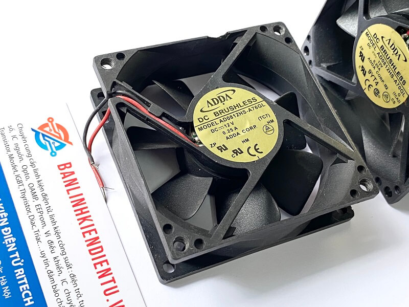 AD0812HS-A76GL Quạt tản nhiệt 12VDC 0.25A 80x80x25mm 2 dây 2 AD0812HS-A76GL-QUAT