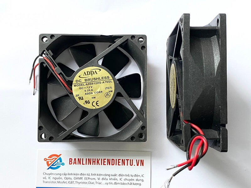 AD0812HS-A76GL Quạt tản nhiệt 12VDC 0.25A 80x80x25mm 2 dây 1 AD0812HS-A76GL