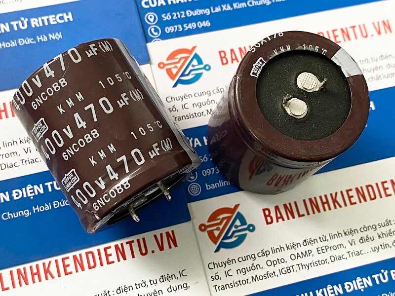 Tụ hóa 470uF 400V NIPPON 35x40mm tháo máy 2 470uf 400v 35x40mm