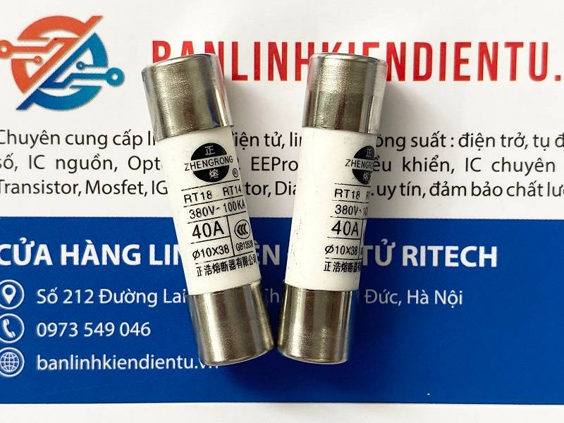 Cầu chì sứ RO15 RT18 RT14 40A 380VAC kích thước 10x38mm 1 Cầu Chì Sứ 380V 40A