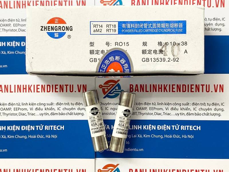 Cầu chì sứ RO15 RT18 RT14 40A 380VAC kích thước 10x38mm 2 Cầu Chì Sứ 380V 40A 10x38mm