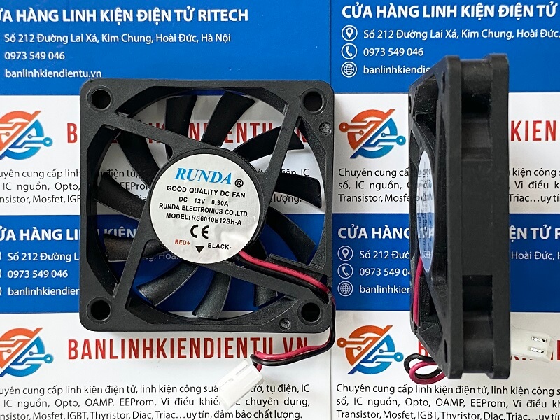 Quạt tản nhiệt Runda 12V 0.3A RS6010B12SH-A 60x60x11mm 2 dây 1 quat-12v-2-day 1