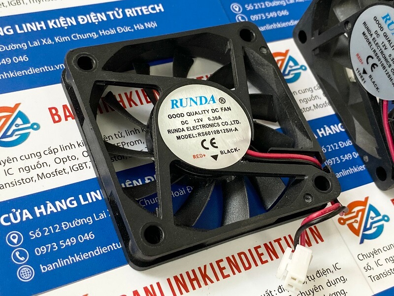 Quạt tản nhiệt Runda 12V 0.3A RS6010B12SH-A 60x60x11mm 2 dây 2 quat-12v-2-day