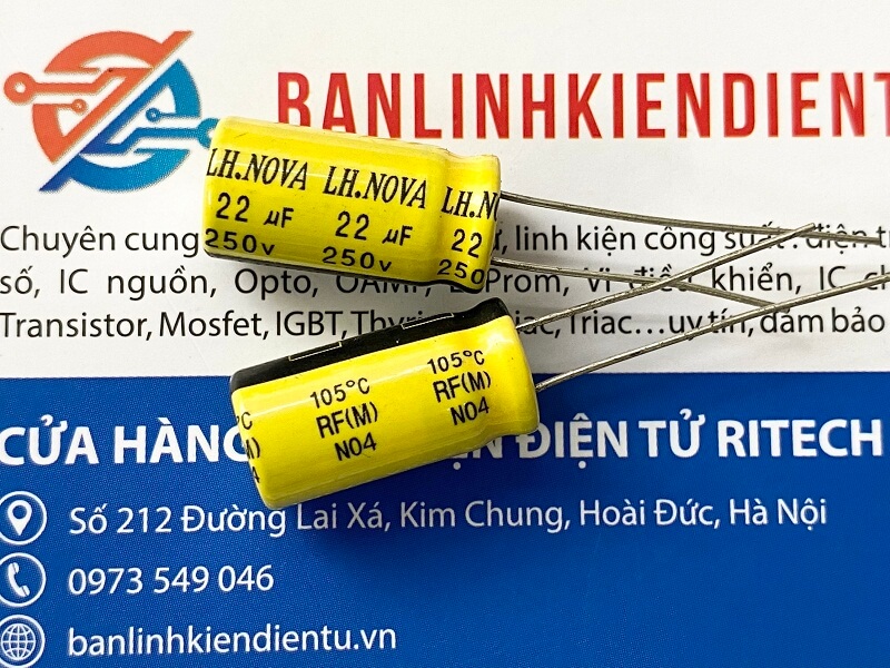 Tụ hoá LH.NOVA 22uF 250V 105 độ 10x20mm 2 Tụ hoá LH.NOVA 22uF 250V 105 độ 10x20mm - Ảnh 2