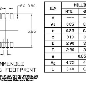 Kích thước IC LM358G MSOP8