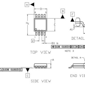 Kích thước IC LM358G MSOP8