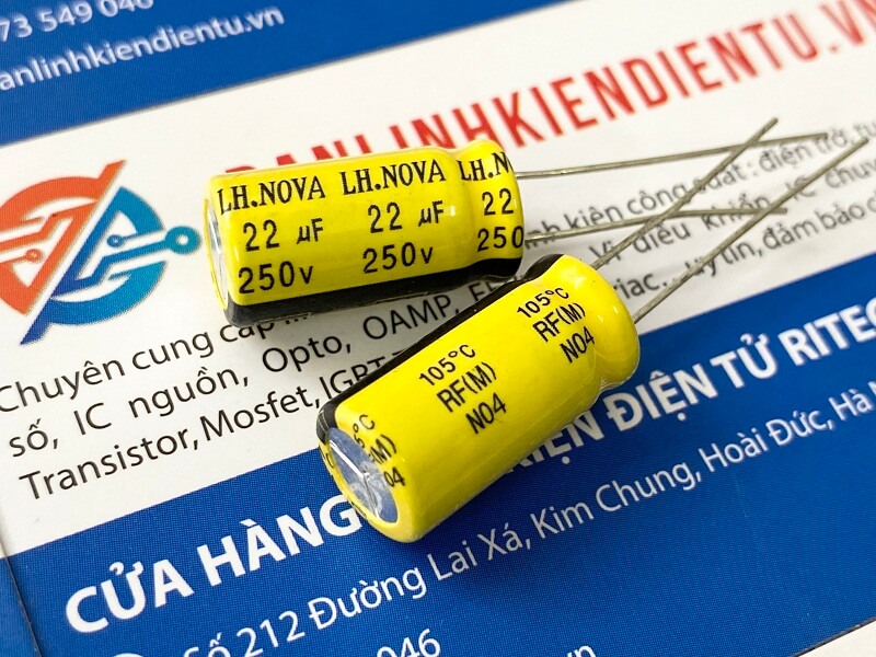 Tụ hoá LH.NOVA 22uF 250V 105 độ 10x20mm 1 LH.NOVA 22UF 250V