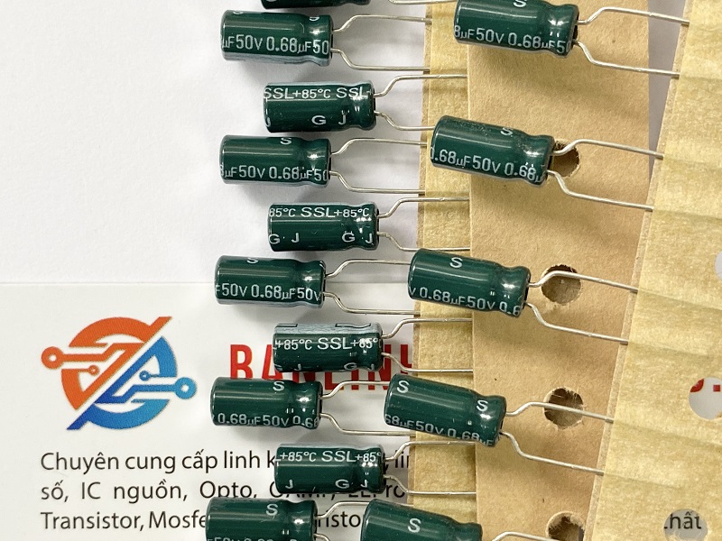 Tụ hoá 0.68uF 50V 5x11mm 1 tụ hoá 0.68uf 50v