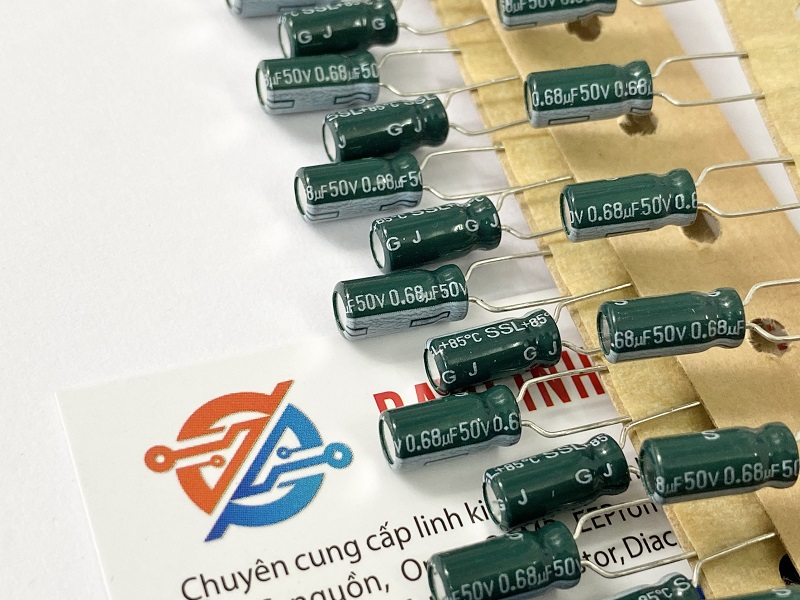 Tụ hoá 0.68uF 50V 5x11mm 2 tụ hoá 0.68uf 50v