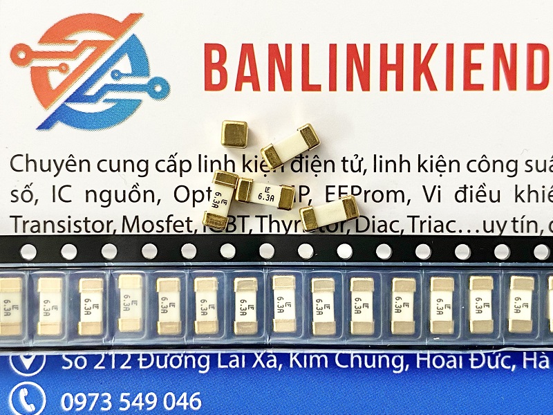 Cầu chì sứ SMD 6.3A 125V LF6.3A 6.1×2.69mm 1808 2 Cầu Chì Sứ SMD 6.3A 125V LF6.3A