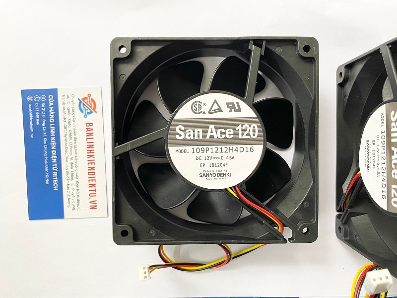 109P1212H4D16 Quạt làm mát SANYO 12V 0.45A 120x120x25mm 3 dây 1 109P1212H4D16
