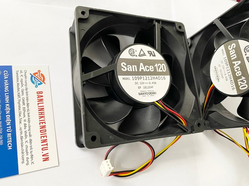 109P1212H4D16 Quạt làm mát SANYO 12V 0.45A 120x120x25mm 3 dây 2 109P1212H4D16