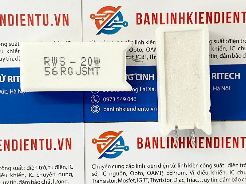 Điện trở sứ 20W 56R chân đứng 2 Điện trở sứ 20W 56R