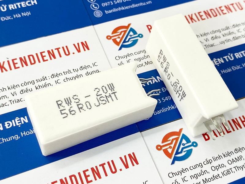 Điện trở sứ 20W 56R chân đứng 1 Điện trở sứ 20W 56R