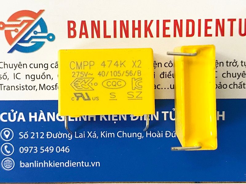 Tụ lọc nguồn CMPP 470nF 275VAC 0.47uF 474K chân 22mm 1 Tụ CMPP 470nF 275V