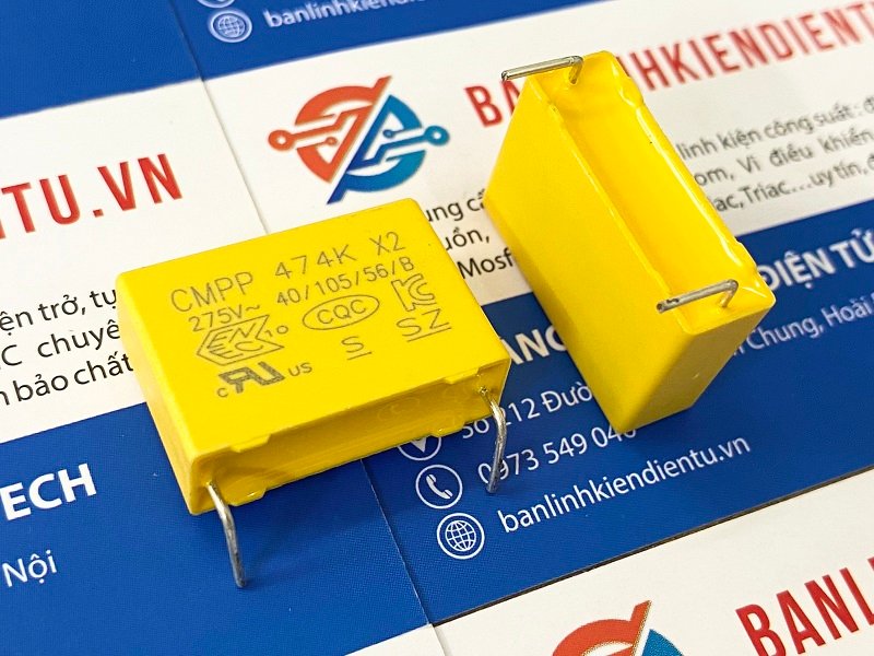 Tụ lọc nguồn CMPP 470nF 275VAC 0.47uF 474K chân 22mm 2 Tụ CMPP 470nF 275V