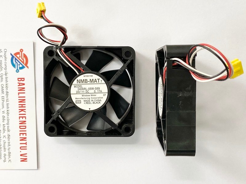 2406RL-05W-S69 Quạt tản nhiệt NMB 24V 0.17A 60x60x15mm 3 dây 1 quạt 2406RL-05W-S69