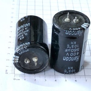 Alternative view of Tụ hóa Hancon 560µF 400V – 30 × 60 mm Tháo máy